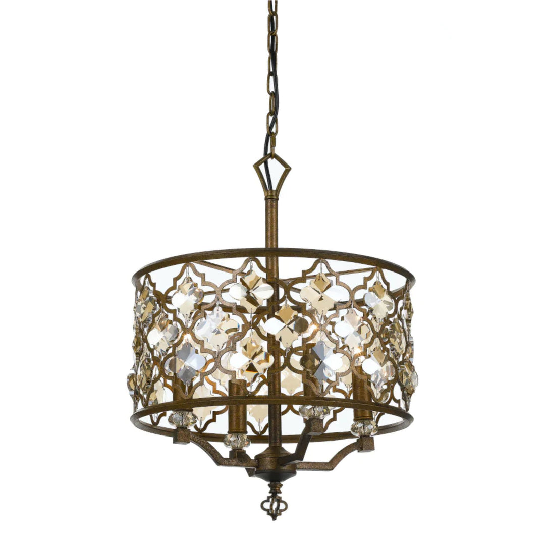 Telbix Mimosa Mocha and Clear Crystal Pendant Light (E14) | 4 Light