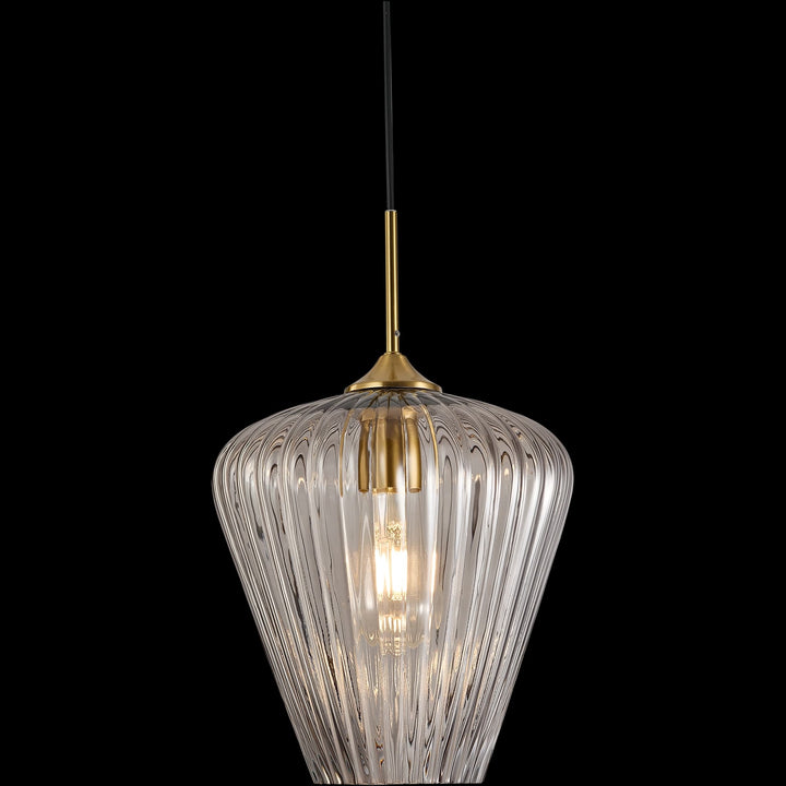 Calibo Ribbon Fluted Glass 230mm Pendant Light | Smoke
