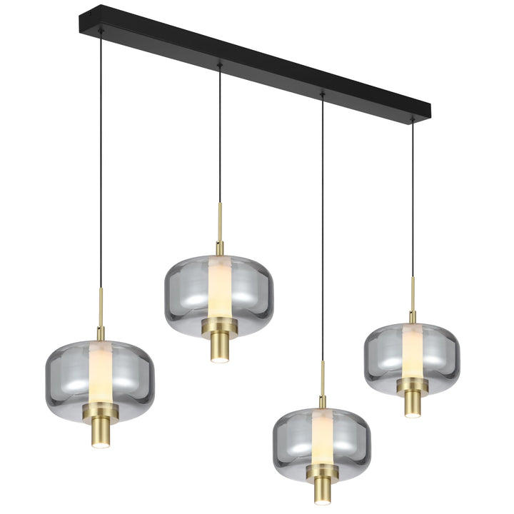 Telbix Volen 4 Light LED Bar Pendant | Black and Smoke