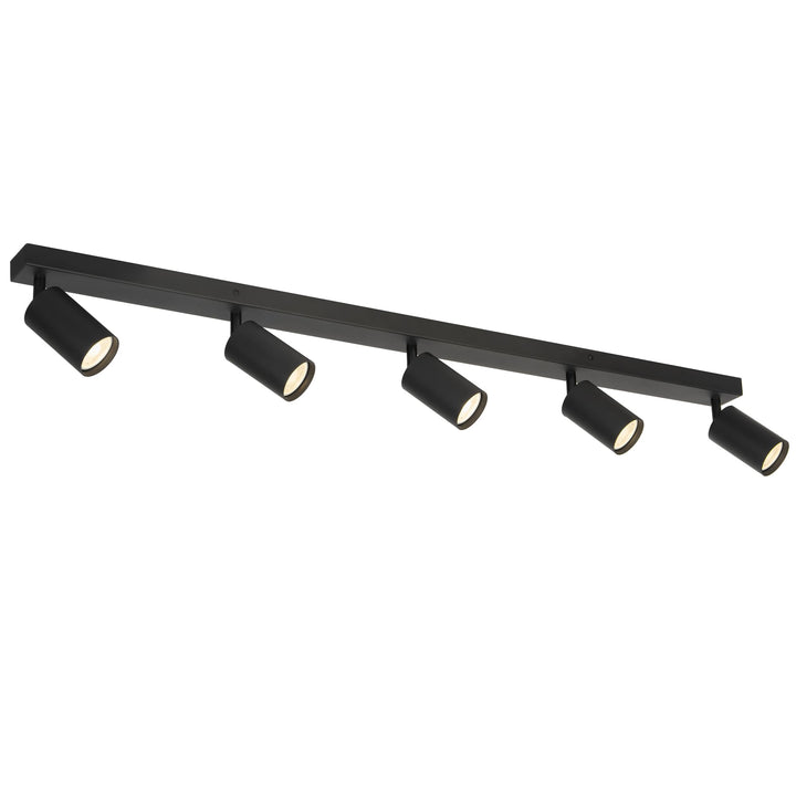 Telbix Picard 5 Light Minimalist Bar Spotlight with Rotatable Heads | Black