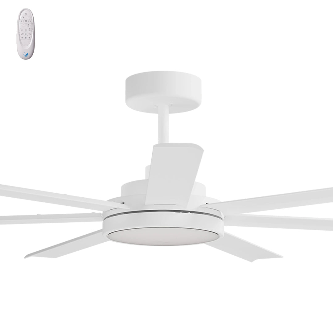 Calibo Alula 60" (1524mm) 7 Blade Indoor/Outdoor DC Ceiling Fan with 24W Light & Remote | White