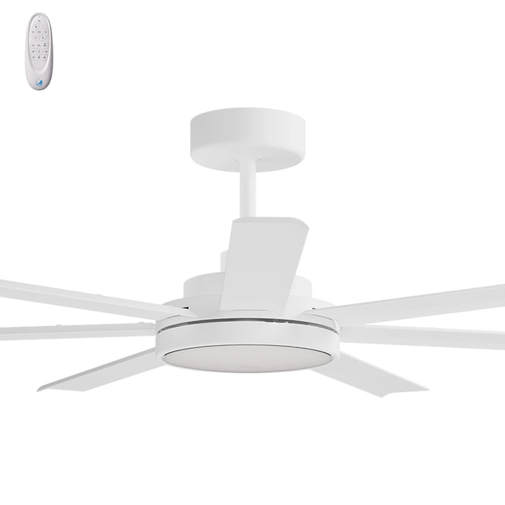 Calibo Alula 60" (1524mm) 7 Blade Indoor/Outdoor DC Ceiling Fan with 24W Light & Remote | White