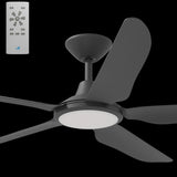 Calibo Storm 56" (1430mm) 5 Blade 18W Tricolour LED Light Indoor/Outdoor DC Ceiling Fan & Remote | Matte Black