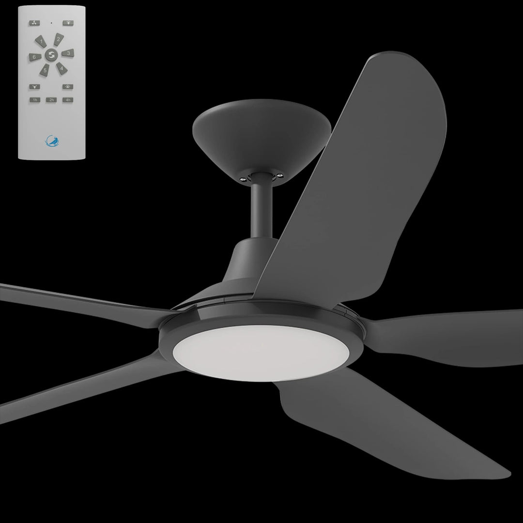 Calibo Storm 56" (1430mm) 5 Blade 18W Tricolour LED Light Indoor/Outdoor DC Ceiling Fan & Remote | Matte Black