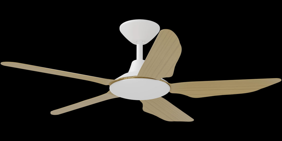 Calibo Storm 42" (1070mm) 5 Blade Indoor/Outdoor DC Ceiling Fan & Remote | White & Bamboo