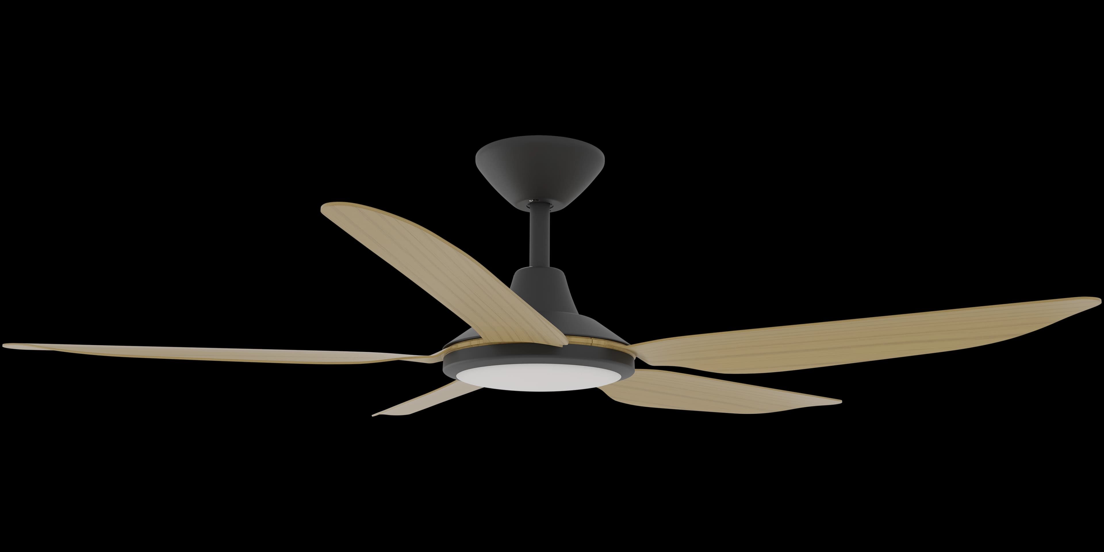 Calibo Storm 48" (1220mm) 5 Blade 18W Tricolour LED Light Indoor/Outdoor DC Ceiling Fan & Remote | Black & Bamboo