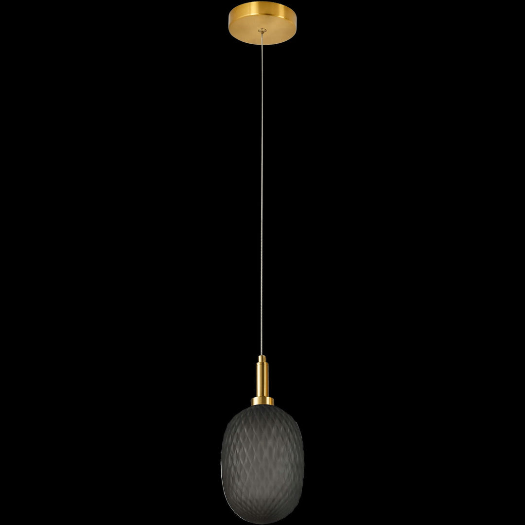 Calibo Lark Diamond Pattern 124mm Glass Pendant | Smoke