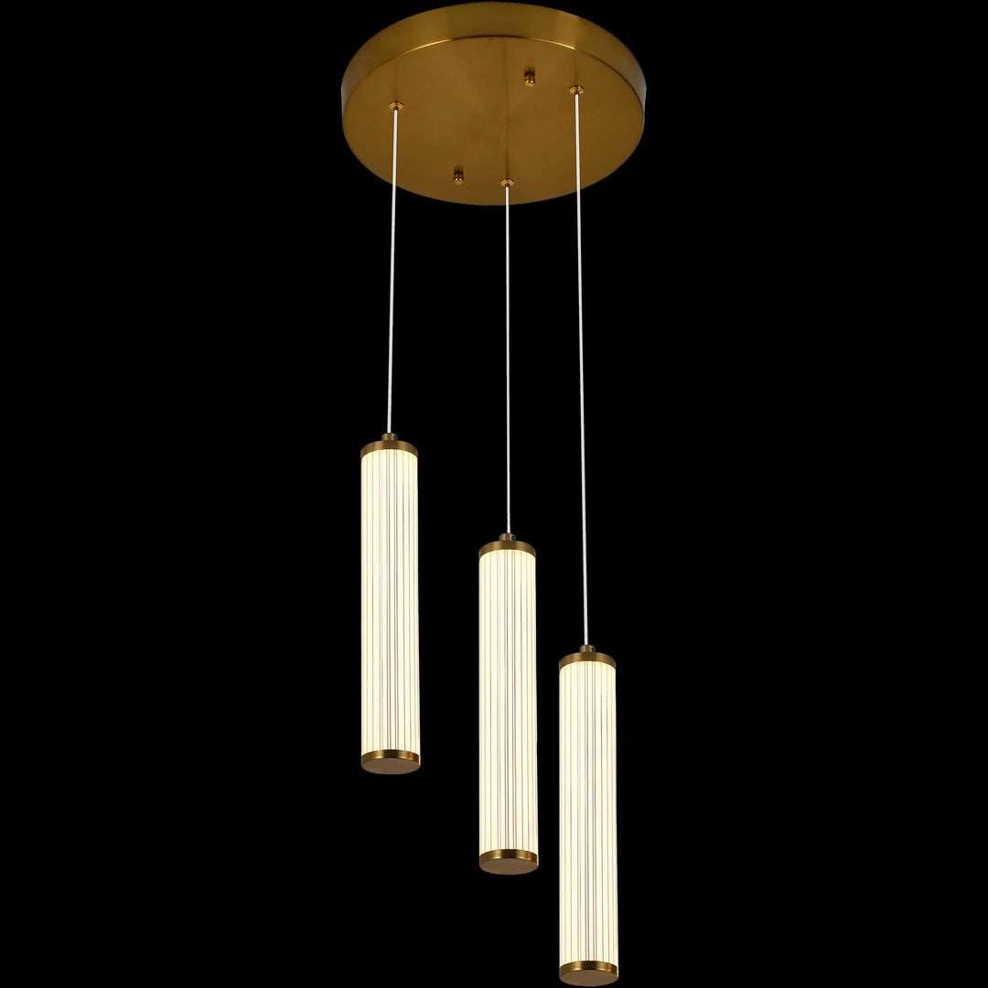 Calibo Charm Modern Fluted 3 Light Cluster Pendant | Brass