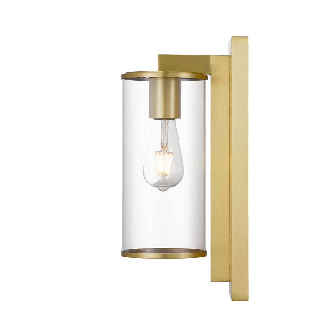 Telbix Small Perova IP44 Industrial Wall Light | Natural Brass