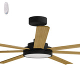 Calibo Alula 80" (2032mm) 7 Blade Indoor/Outdoor DC Ceiling Fan with 24W Light & Remote | Black & Teak