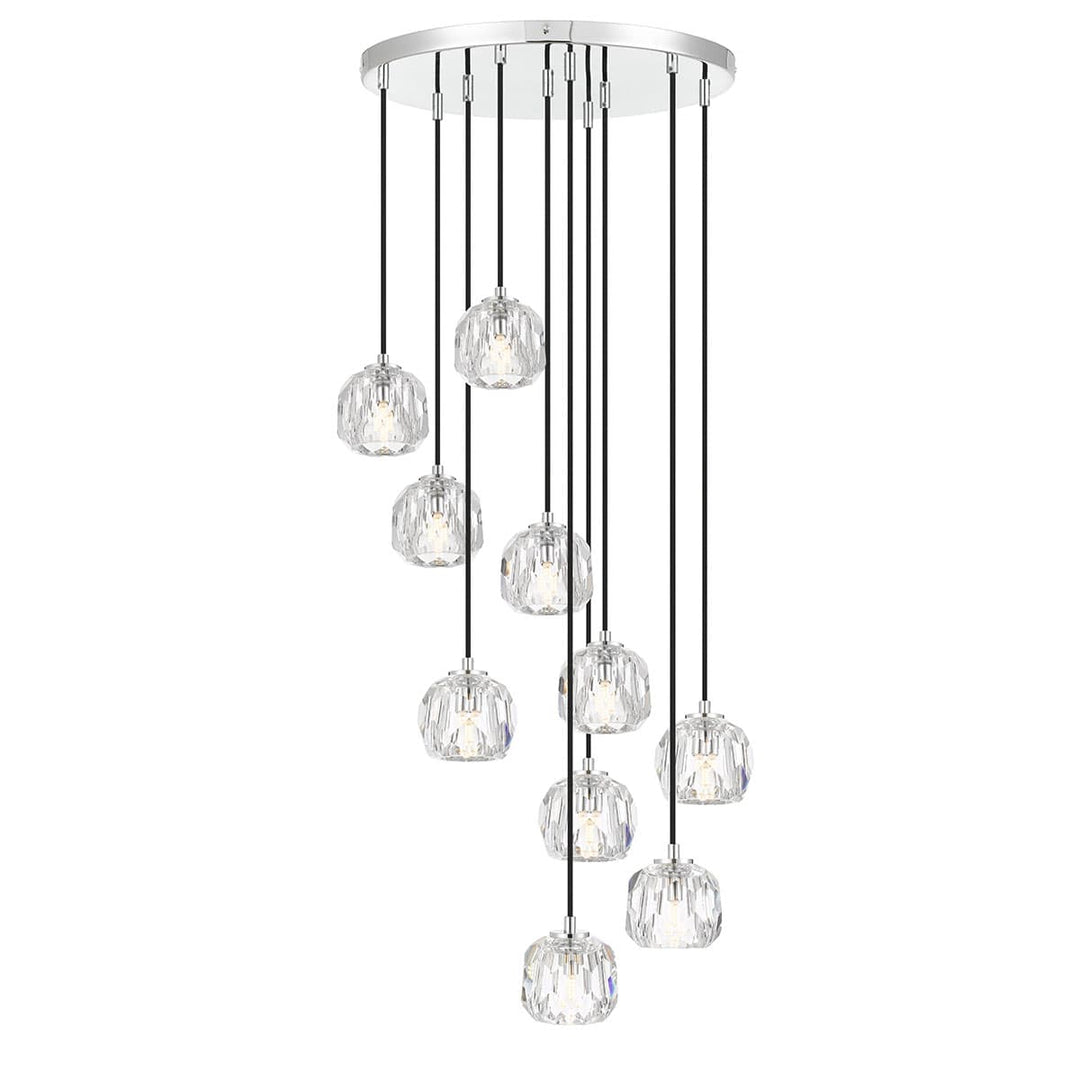Telbix Zaha Crystal Glass 10 Light Pendant Light | Chrome