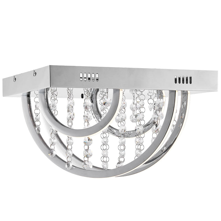 Telbix Luxia Square Flush Mount LED Ceiling Light with Cascading Crystals and RGB Colour Effects | Small