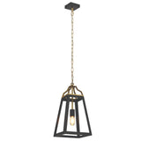 Telbix Monteal 1 Light Pendant | Black and Antique Gold
