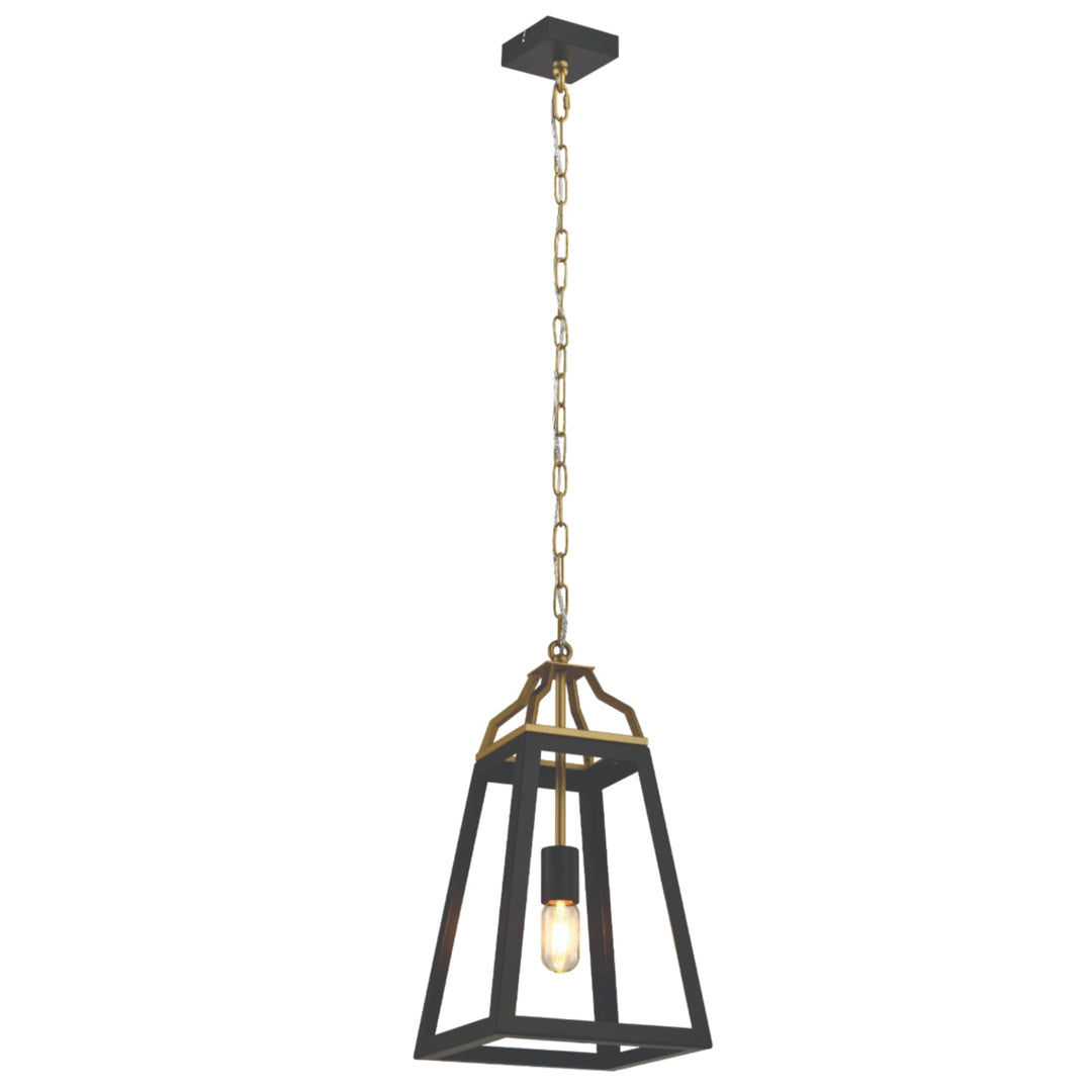 Telbix Monteal 1 Light Pendant | Black and Antique Gold