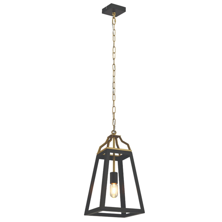 Telbix Monteal 1 Light Pendant | Black and Antique Gold