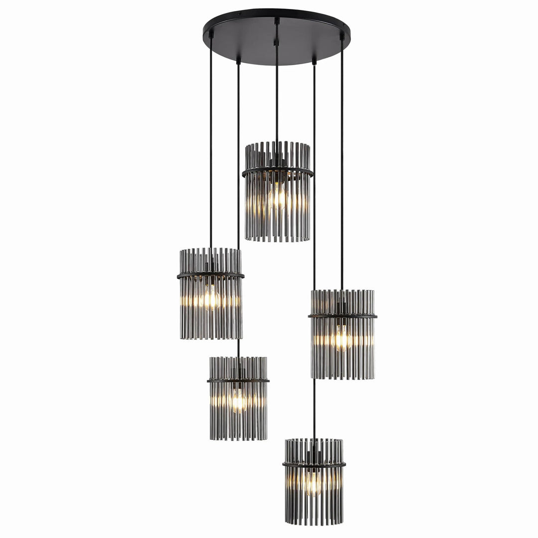 Telbix Quilo 5 Light Pendant | Black