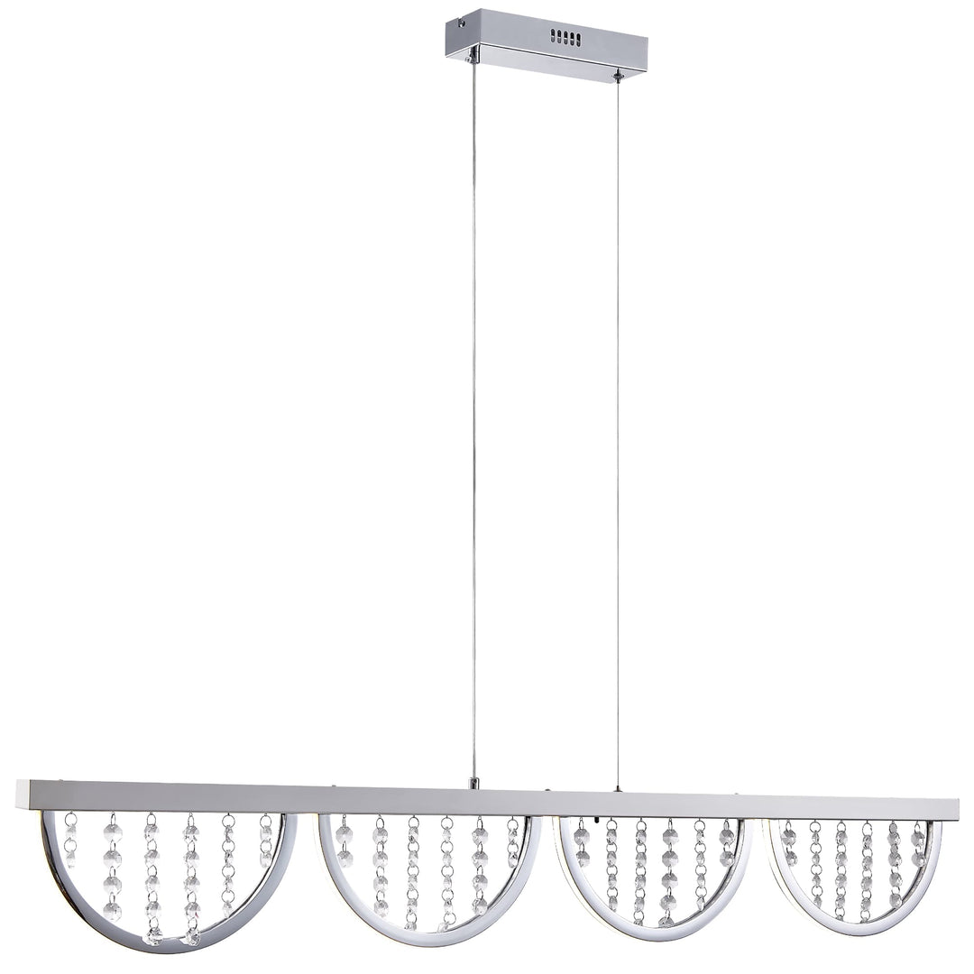 Telbix Luxia LED Linear Pendant with Cascading Crystals and RGB Colour Effects | Large