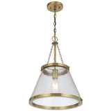 Telbix Olmont Textured Glass Cone Pendant with Modern Luxe Satin Gold Accents | Small