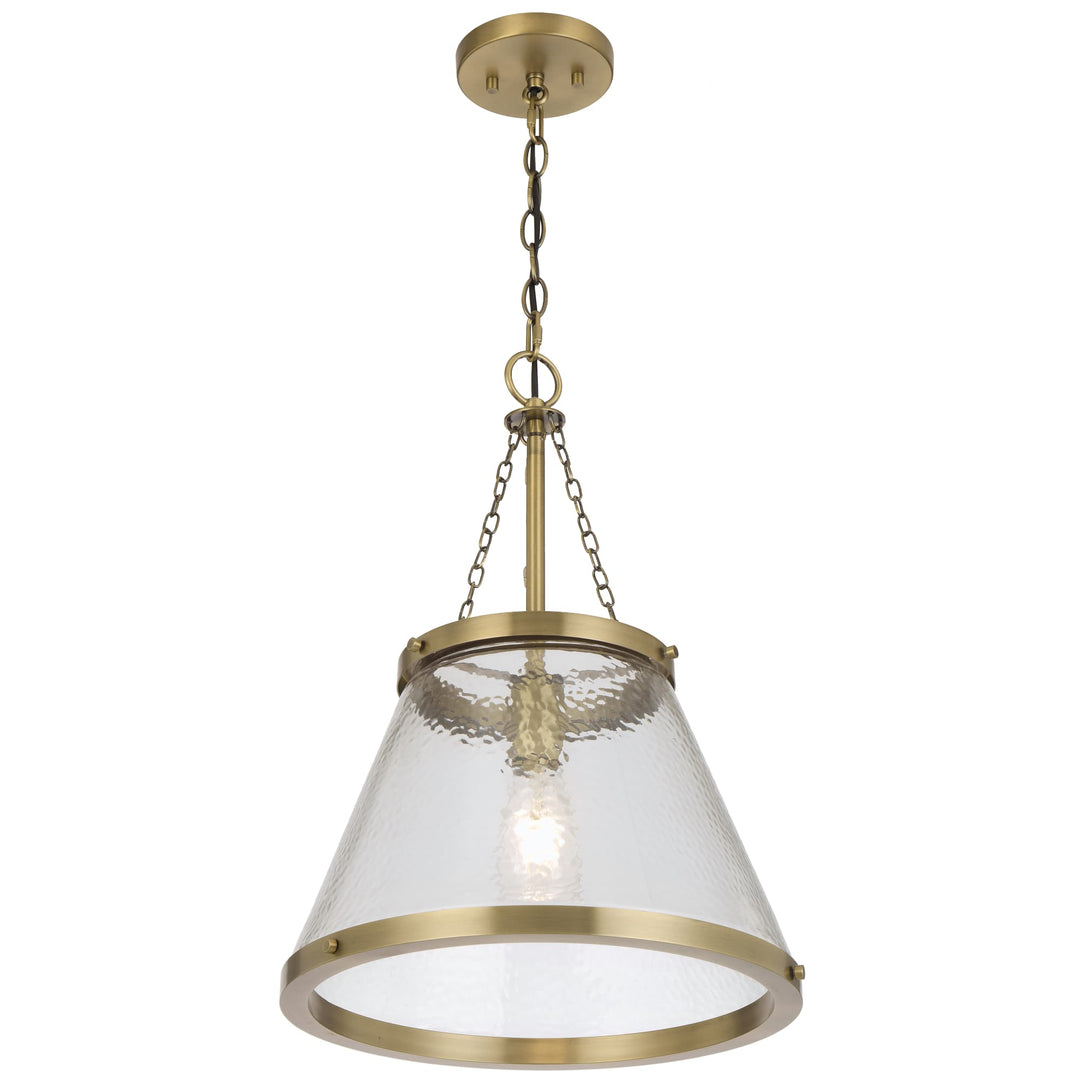 Telbix Olmont Textured Glass Cone Pendant with Modern Luxe Satin Gold Accents | Small