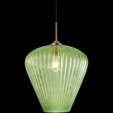 Calibo Ribbon Fluted Glass 360mm Pendant Light | Green