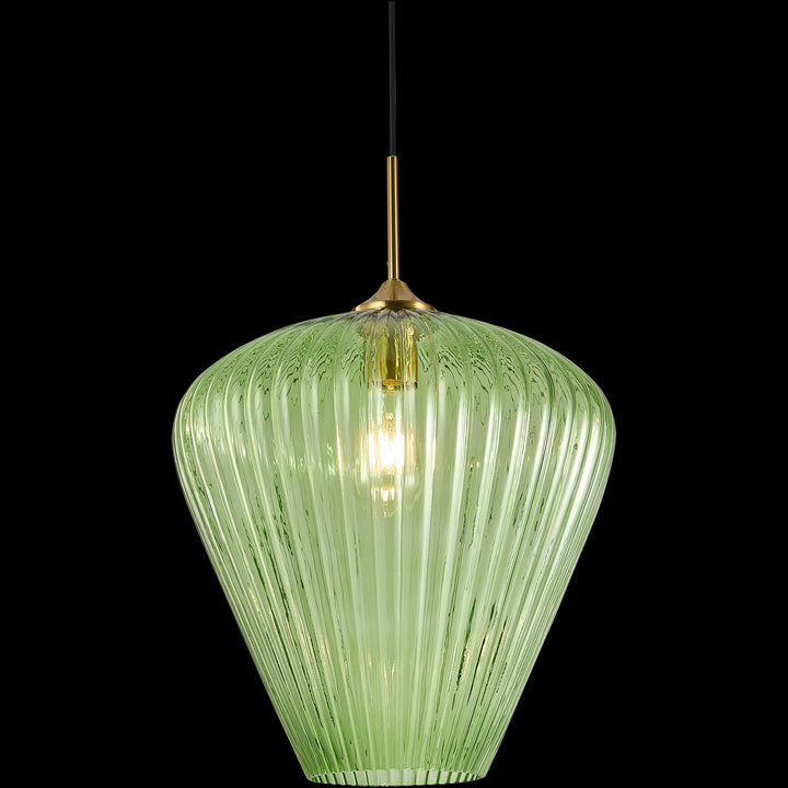 Calibo Ribbon Fluted Glass 360mm Pendant Light | Green