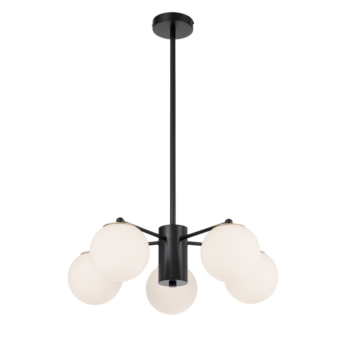 Telbix Marsten Black Glass Pendant (E27) | 5 Light