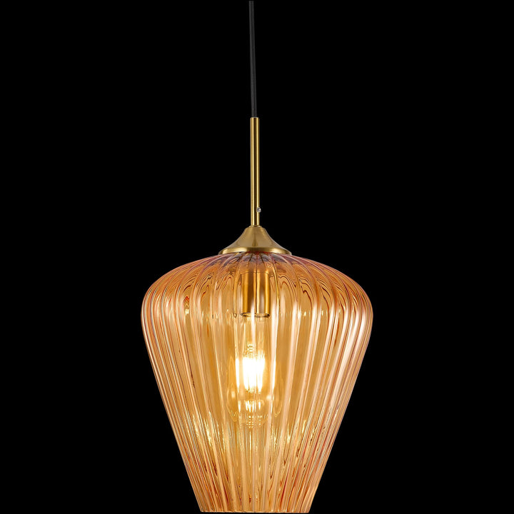 Calibo Ribbon Fluted Glass 280mm Pendant Light | Amber