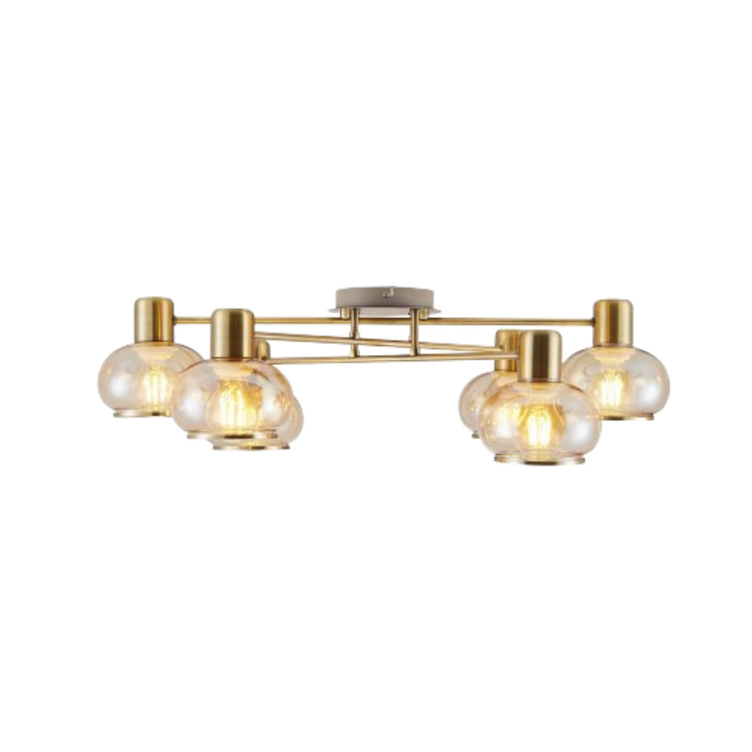 Telbix Marbell 6 Light Close to Ceiling (CTC) Light | Antique Brass & Amber