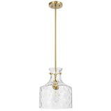 Telbix Perron Modern Glass Pendant with Dimpled Decanter-Inspired Shade | Antique Gold