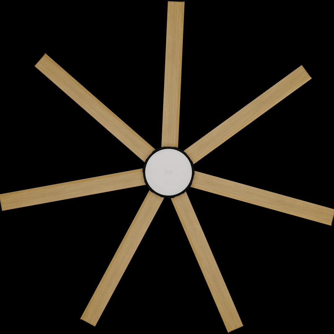 Calibo Alula 80" (2032mm) 7 Blade Indoor/Outdoor DC Ceiling Fan with 24W Light & Remote | Black & Bamboo