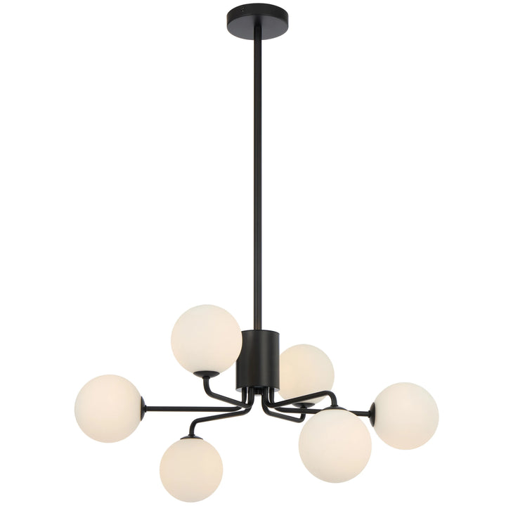 Telbix Black Felton 6 Light Pendant | Opal matt