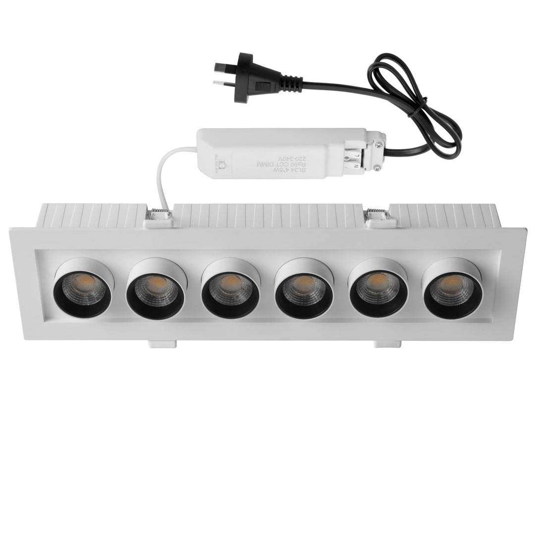 Telbix Tilda 6-Light LED Ceiling Spotlight with Adjustable Cylindrical Heads | White