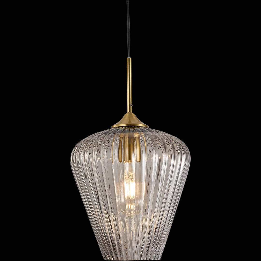 Calibo Ribbon Fluted Glass 280mm Pendant Light | Smoke