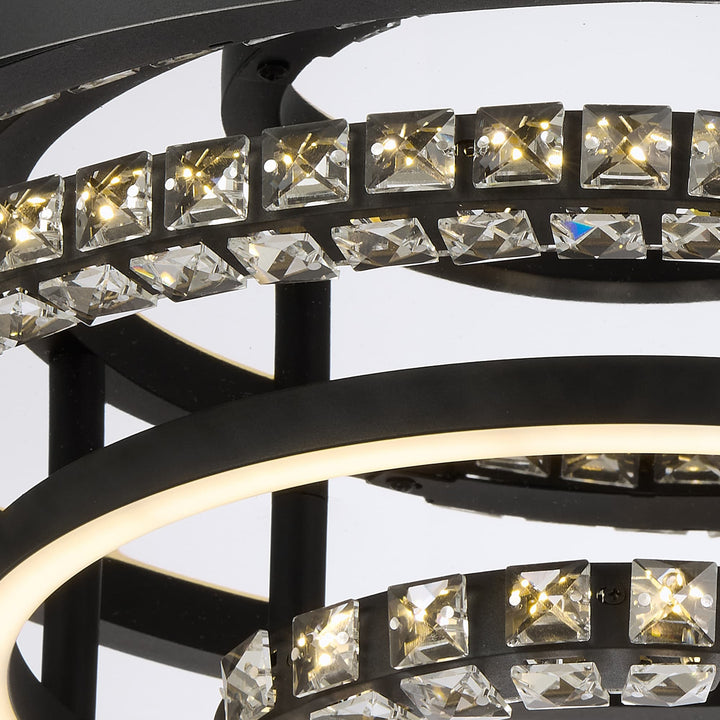 Telbix Brera Tricolour LED Round CTC Light with Crystals | Black