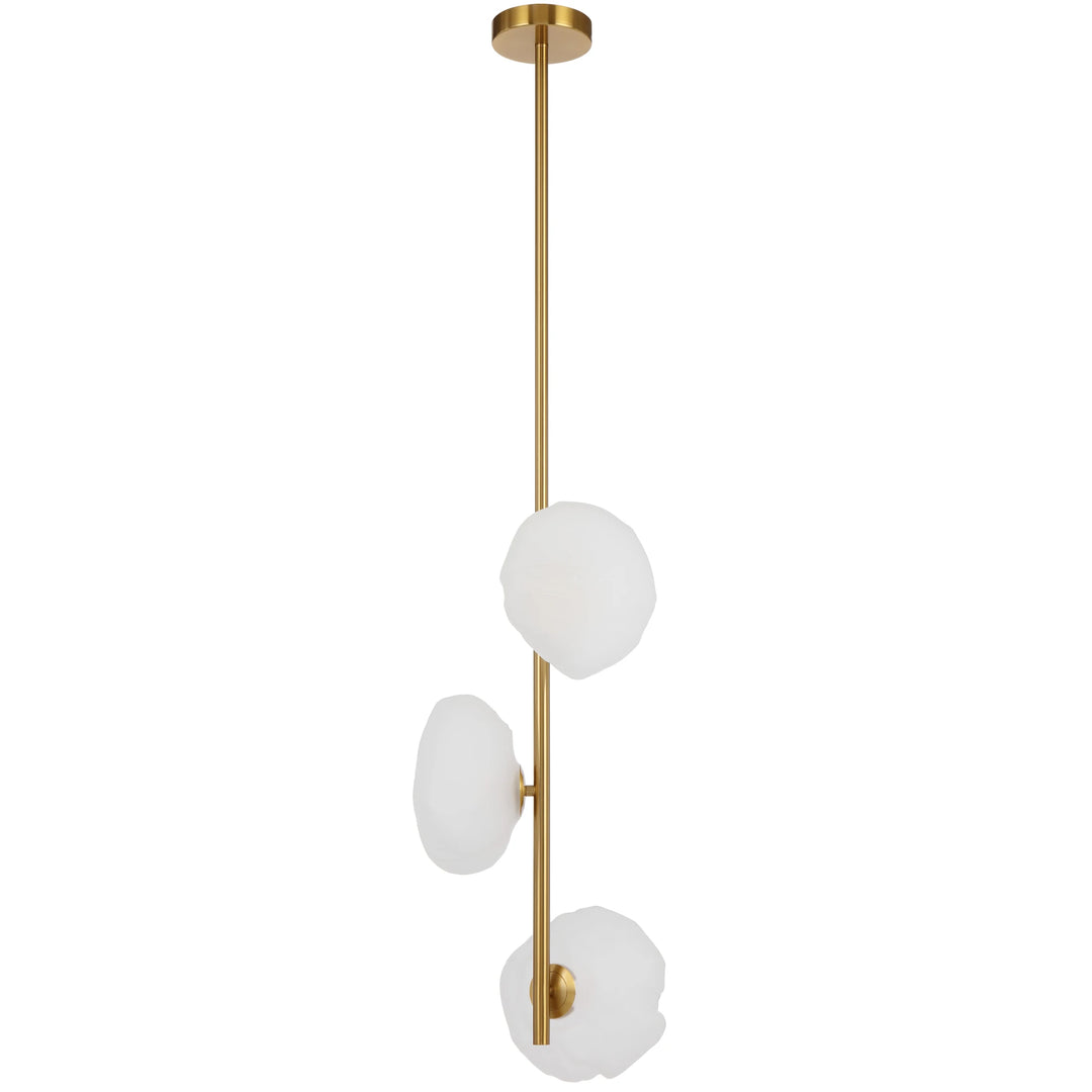Telbix Zecca 3 Light Vertical Pendant | Antique Gold and Frost