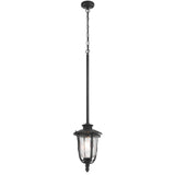 Telbix Ramiro Classic Outdoor Lantern Pendant with Textured Glass and Multiple Suspension | Black