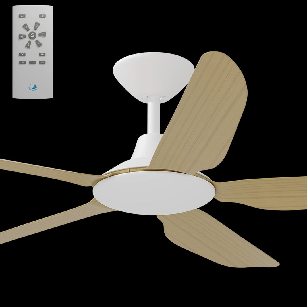 Calibo Storm 48" (1220mm) 5 Blade Indoor/Outdoor DC Ceiling Fan and Remote | White & Bamboo