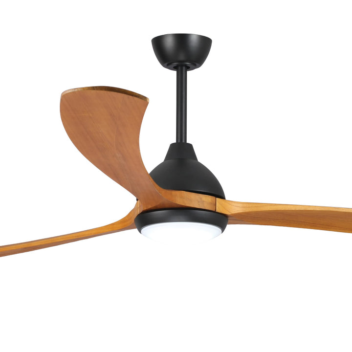 Fanco Sanctuary DC 92" Solid Timber Blade Indoor/Outdoor Ceiling Fan with 24w LED CCT Light and Remote | Black & Teak