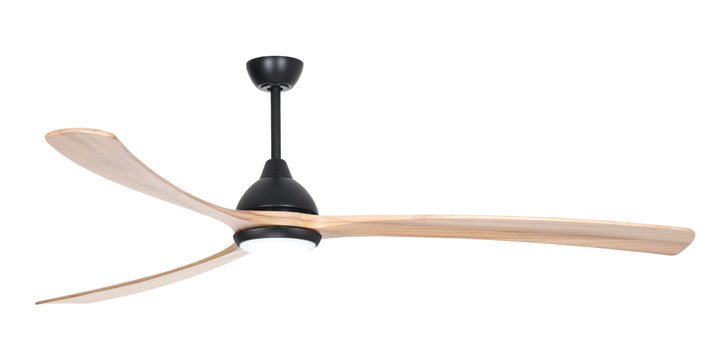 Fanco Sanctuary DC 92" Solid Timber Blade Indoor/Outdoor Ceiling Fan with 24w LED CCT Light and Remote | Black & Natural