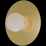 Calibo Crest Alabaster Glass 120mm Orb Wall Light Round Plate 300mm | Brass