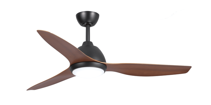 Fanco Breeze 52" AC Ceiling Fan With LED Light and Wall Control | Black & Koa