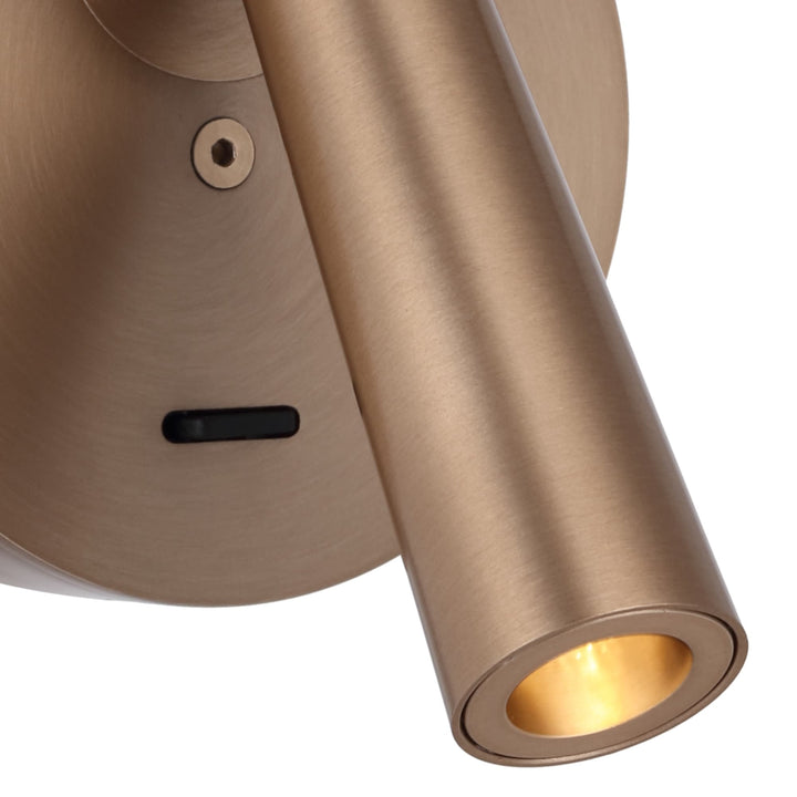 Telbix Lodan Slim Cylinder LED Wall Light with Rotating Head | Copper