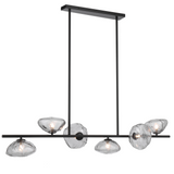 Telbix Zecca 6 Light Bar Pendant | Black & Smoke Glass