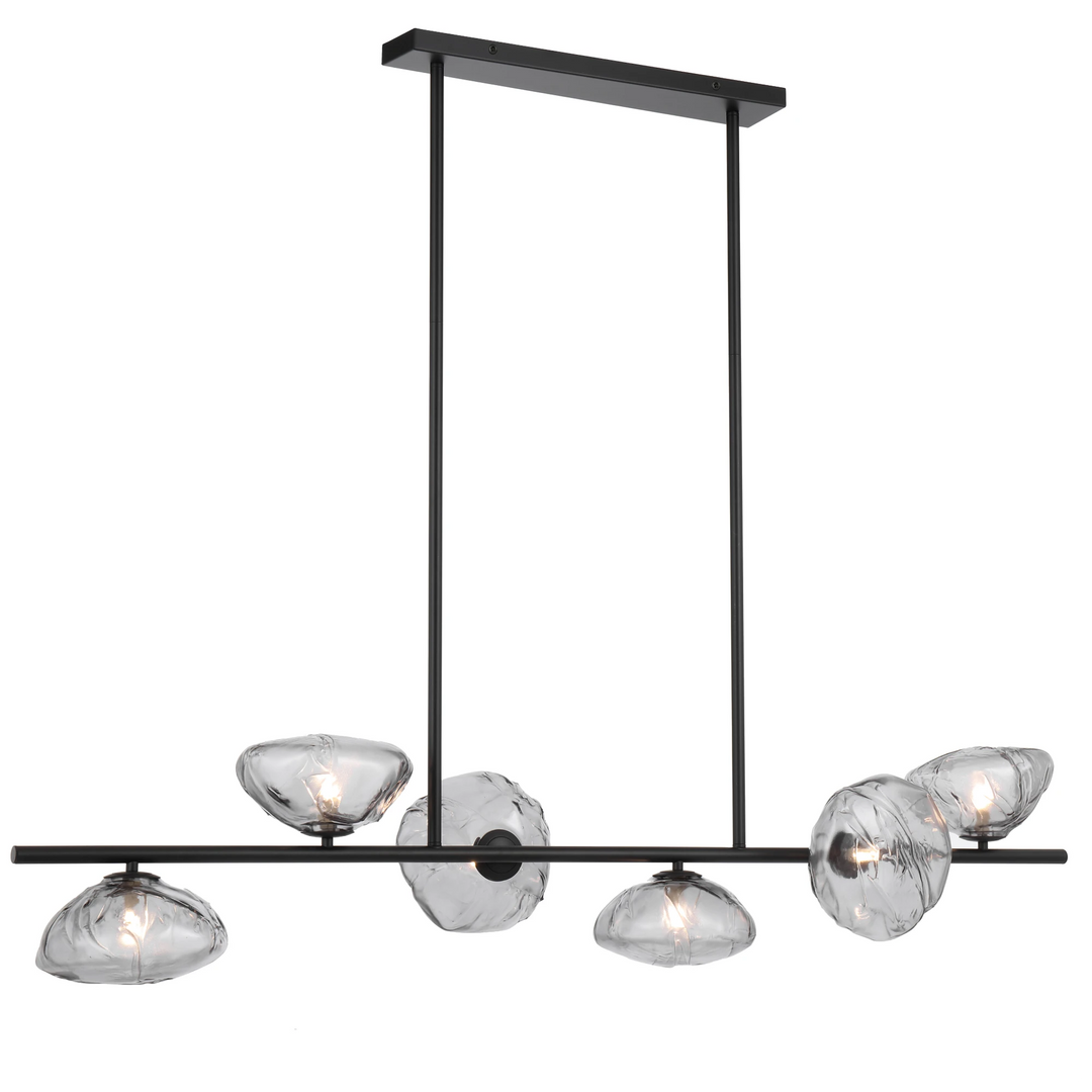 Telbix Zecca 6 Light Bar Pendant | Black & Smoke Glass