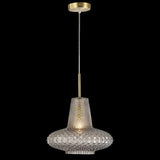 Calibo Sculpt Faceted Cut Glass 1 Light Pendant | Gold and Smoke