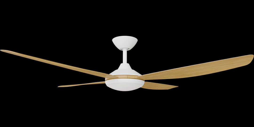 Calibo Vanga 56" DC Smart Ceiling Fan with LED Light and Remote Control | White and Bamboo