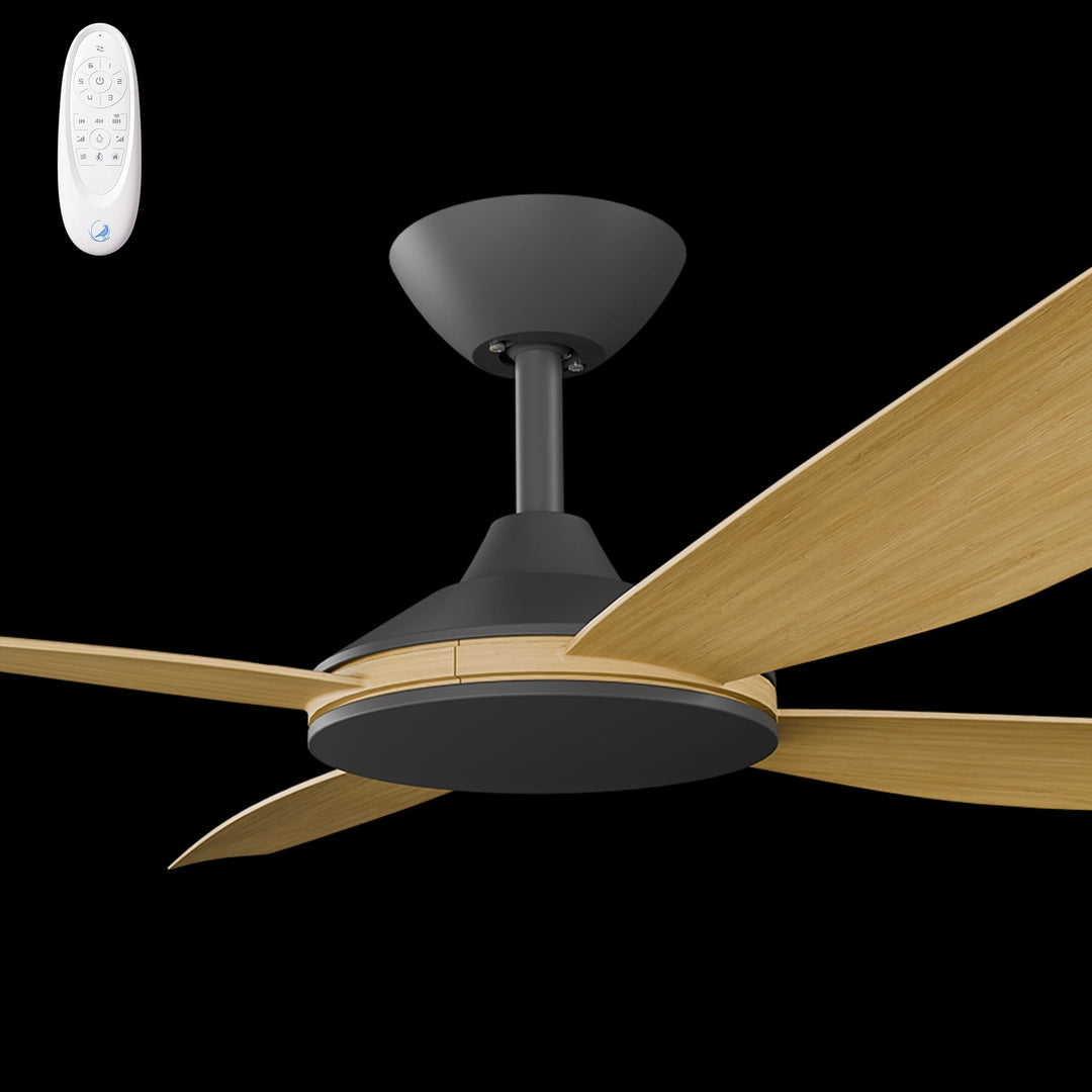 Calibo Vanga 52" DC Smart Ceiling Fan with Remote Control | Black and Bamboo