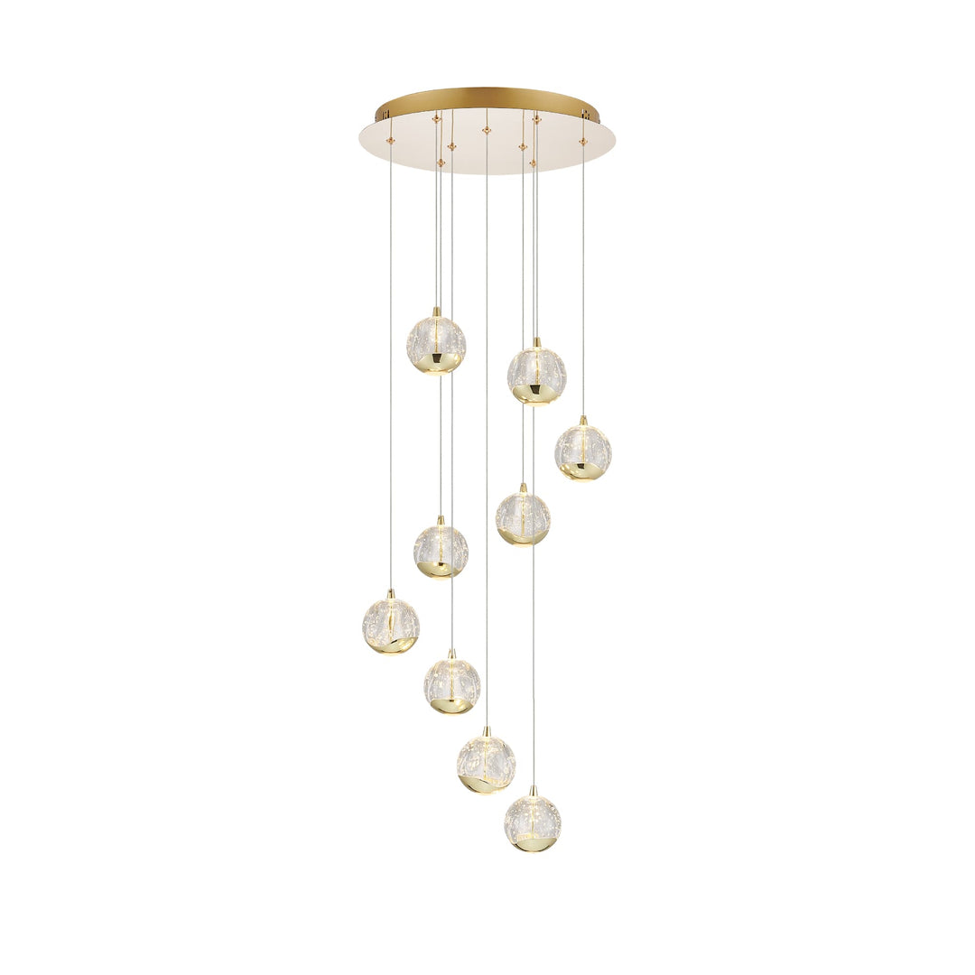 Telbix Segovia 9 Light LED Pendant | Gold