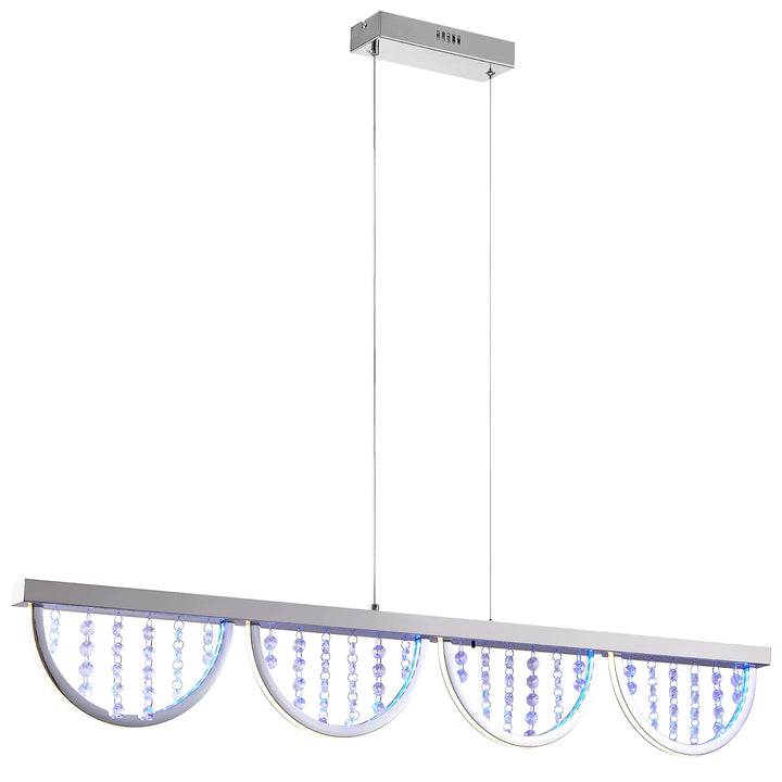 Telbix Luxia LED Linear Pendant with Cascading Crystals and RGB Colour Effects | Large