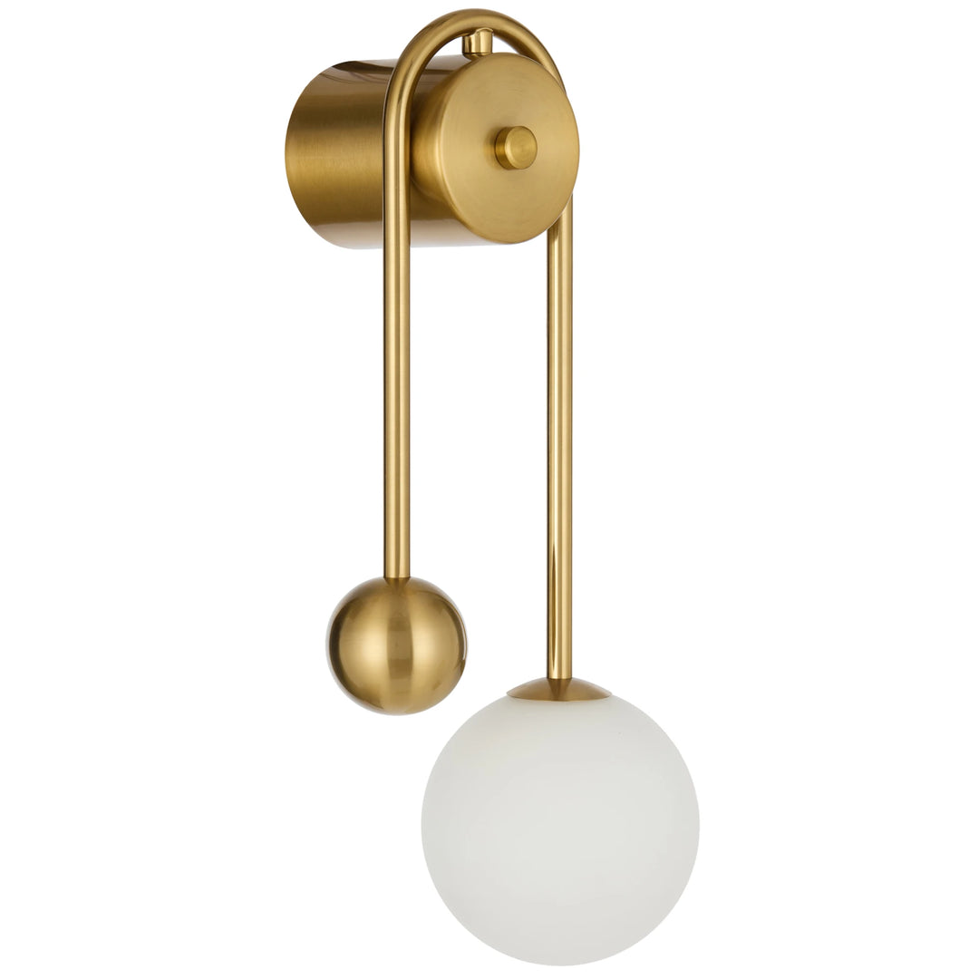 Telbix Felton Arm Wall Light | Antique Gold and Opal Matt